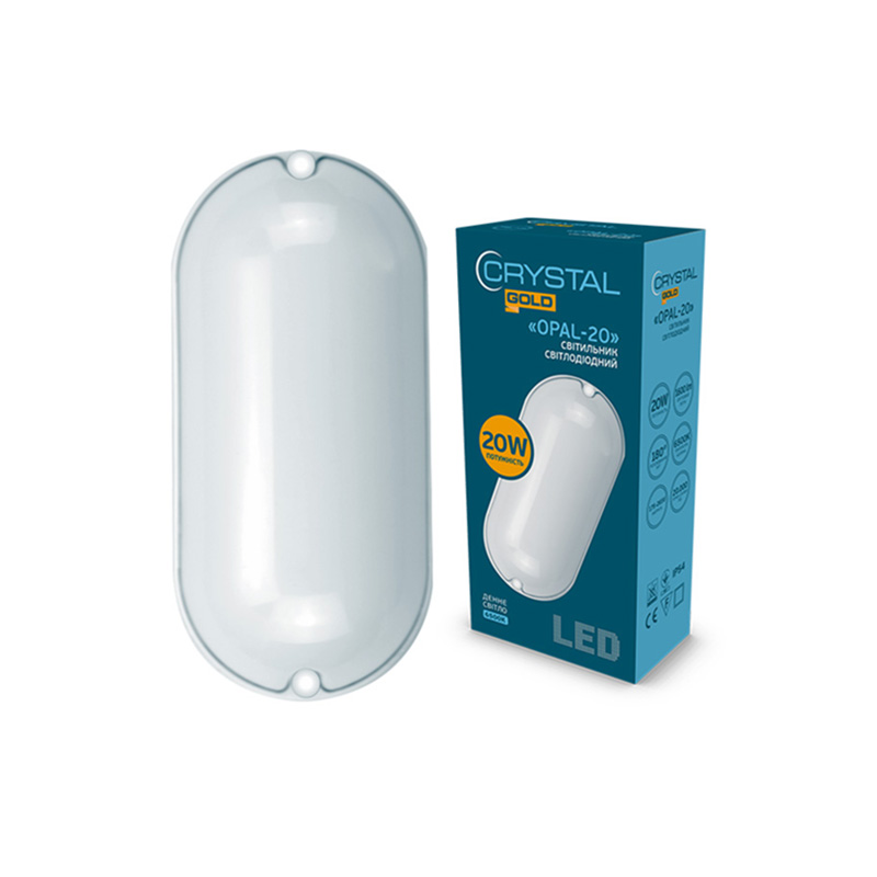 Світильник настінно-стельовий світлодіодний CRYSTAL GOLD OPAL 20W IP 54